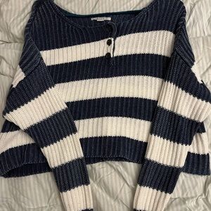 blue and white striped sweater